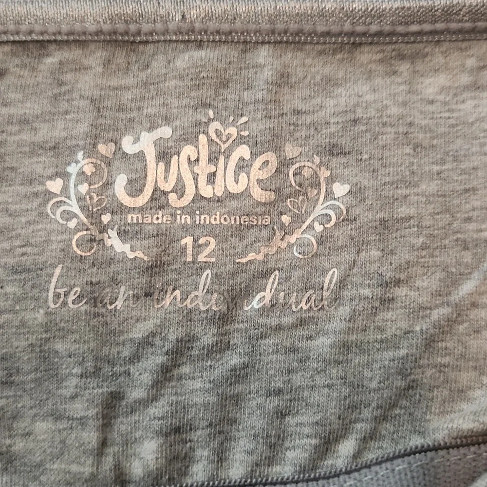 NWT- Justice - Girl's Light Gray Spaghetti Adjustable Strap Tank - Size 12